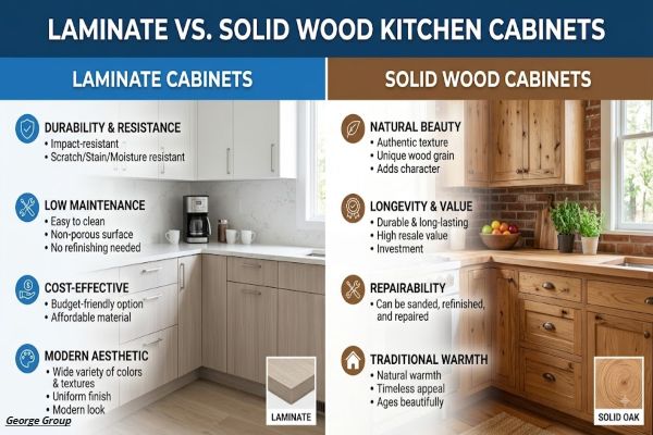 Solid Wood Kitchen Cabinets,Laminate vs Solid Wood Kitchen Cabinets,Laminate Kitchen Cabinets