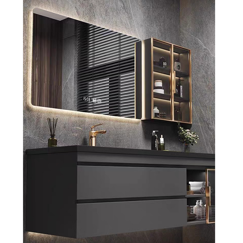 Luxury Single Sink Bathroom Vanity With Smart Mirror and Side Cabinet Modern Bath Room Furniture Vanity Sets