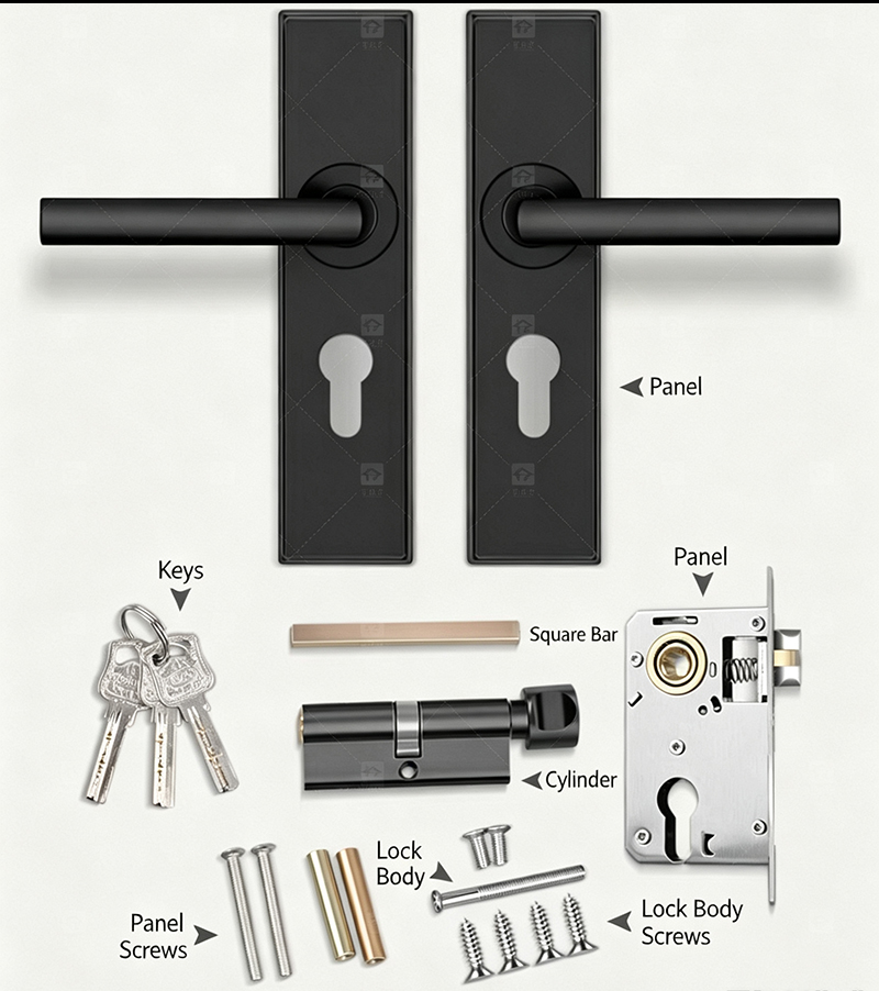 Interior Bathroom Bedroom Wood Handle Door Locks for Wooden Doors Modern Luxury Design Easy Installation Villa & Hotel Use