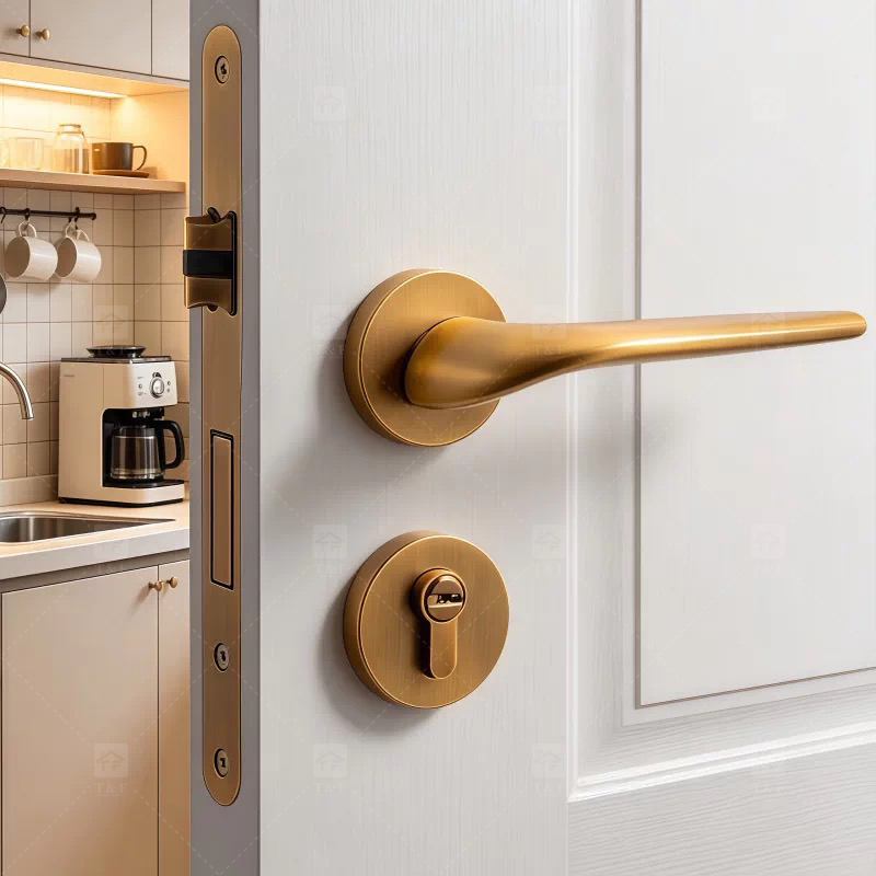 Premium Matte Gold Finish Door Lock Keyed Cylinder Modern Design for Hotels Apartments Durability Meets Style Easy