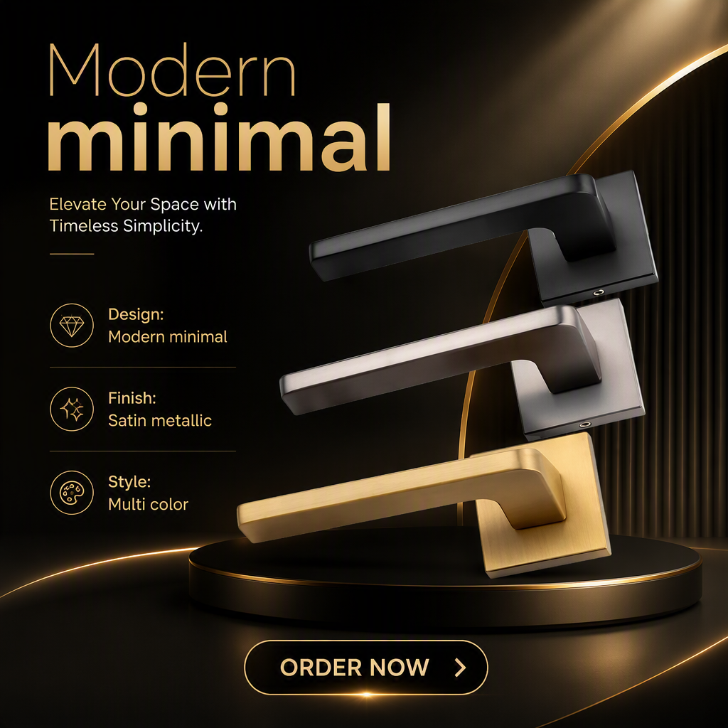 Simple Design Square Rose Interior Split Door Lock Matte Gunmetal Door Lever Handle Set With Key