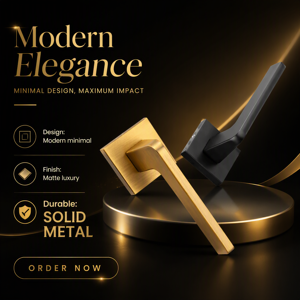 Simple Design Square Rose Interior Split Door Lock Matte Gunmetal Door Lever Handle Set With Key