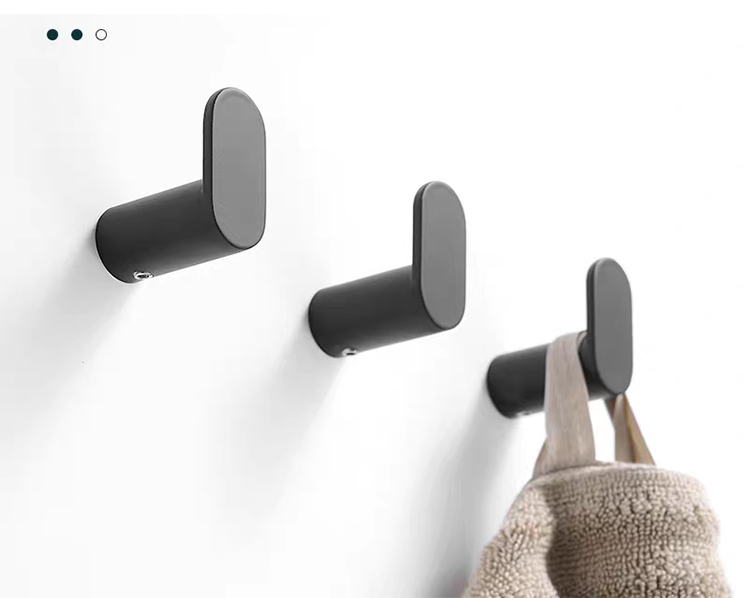 Black Bath Washing Room Robe Hanger Hook Modern Wall Mount Stainless Steel Clothes Hat Robe Hanger Hook