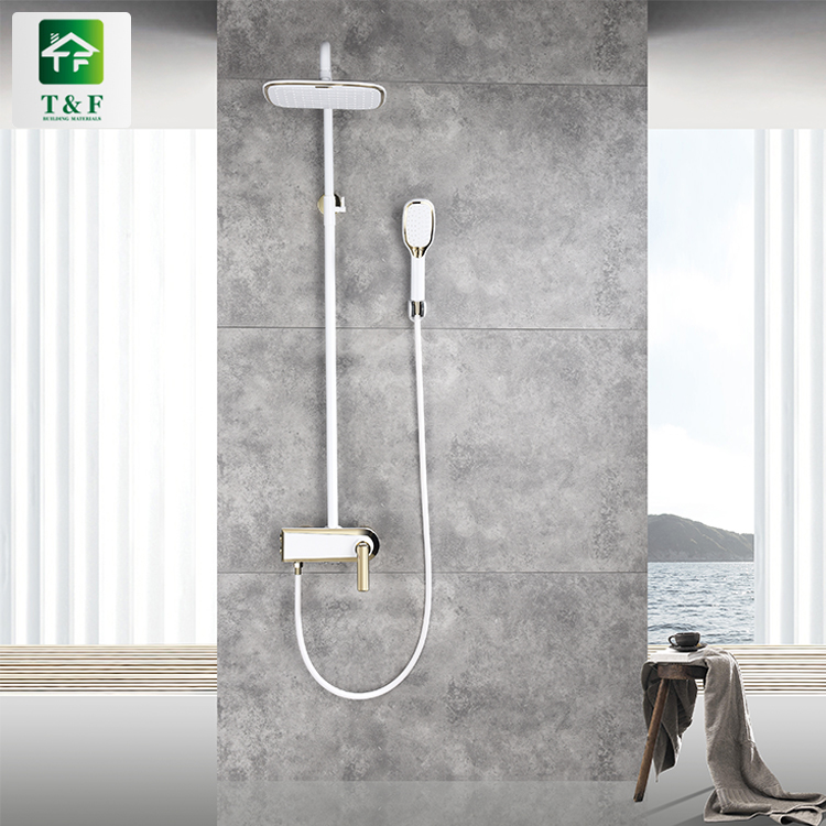 Good Quality Shower Faucets Shower Unit Rain Bathroom Mixer square Rain White Shower Set