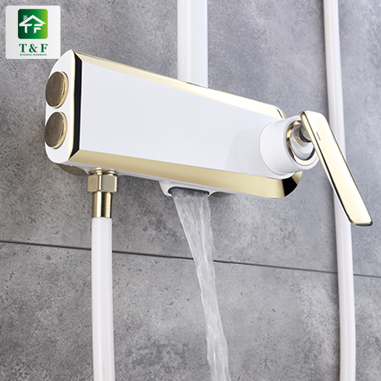 Good Quality Shower Faucets Shower Unit Rain Bathroom Mixer square Rain White Shower Set