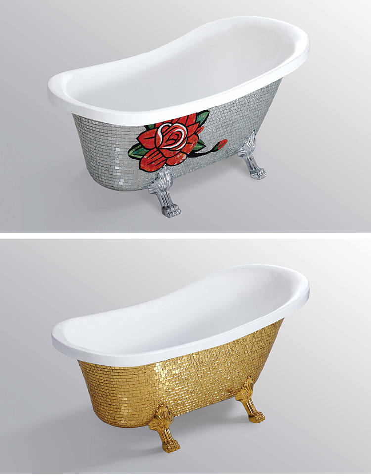 Classical Design Golden Appearance Irregular Acrylic Freestanding Bathtub With 4 Leg