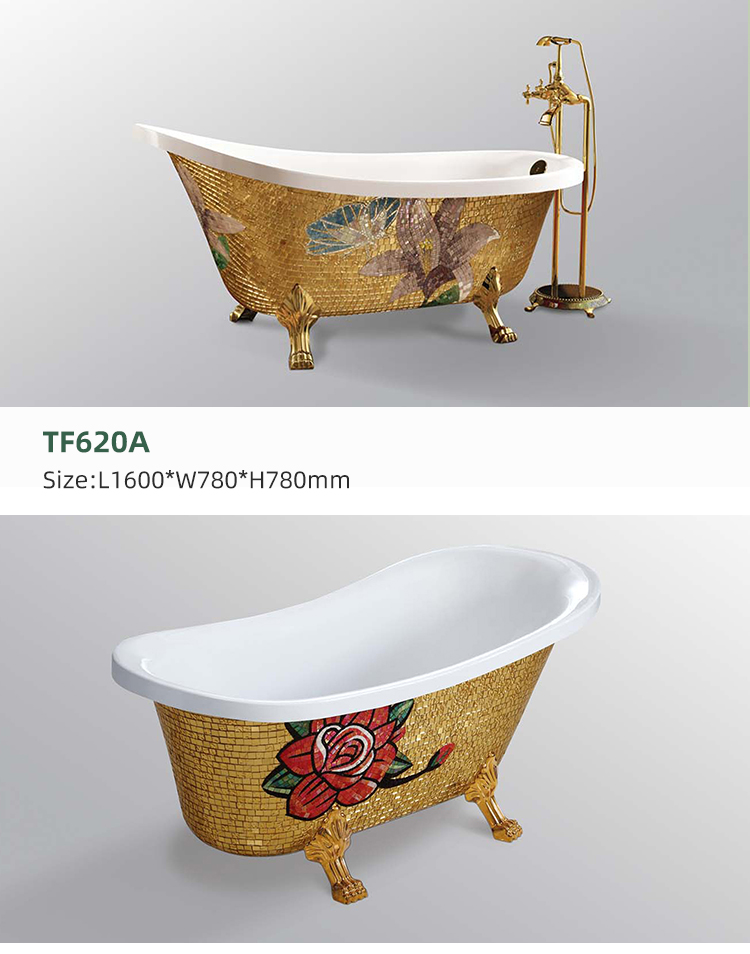 Classical Design Golden Appearance Irregular Acrylic Freestanding Bathtub With 4 Leg