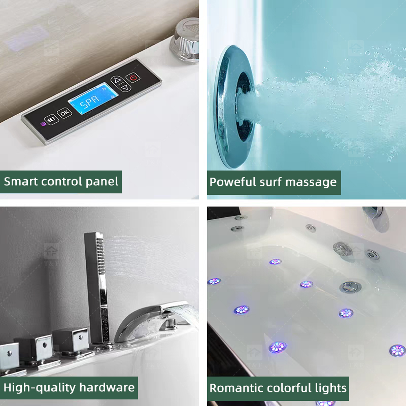 One Person Luxurious Freestanding Cheap Hot Bath Tub Air Bubble Massage Jet Whirlpool Bathtub