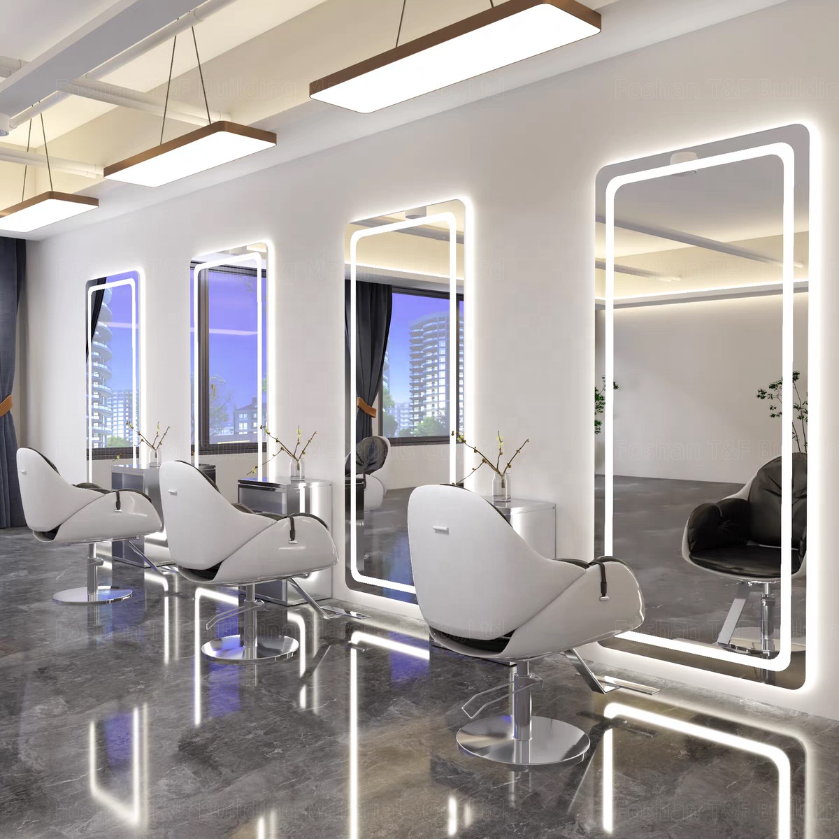 Large Glass Wall Beauty Hair Salon Bathroom Dressing Illuminated Full Body Length Mirror With Led Lights