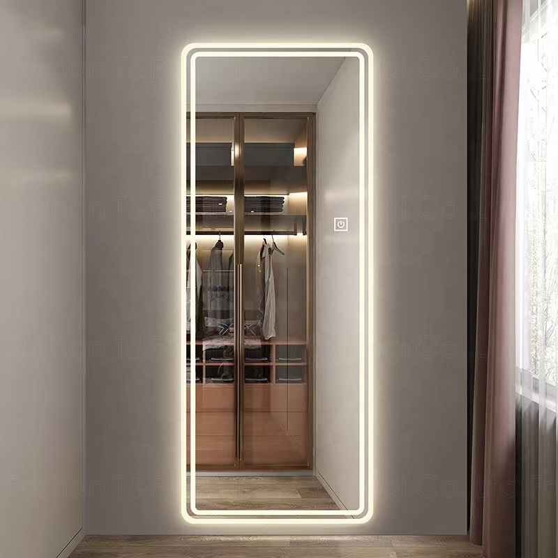 Large Glass Wall Beauty Hair Salon Bathroom Dressing Illuminated Full Body Length Mirror With Led Lights
