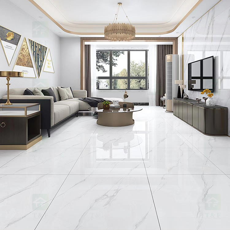 60x60 Carrara White Vitrified Glazed Ceramic Tile for Floor Porcelain Floor Tiles