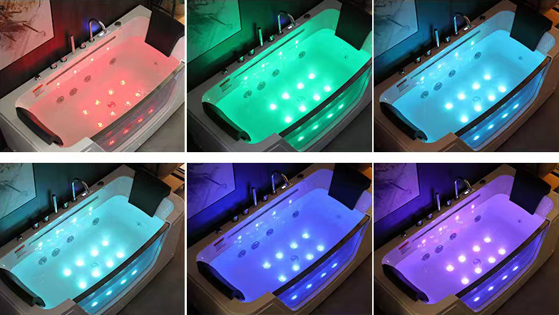 Leakage Protection Hot Tub Bath Led Color Light Jet Whirlpool Waterfall Massage Bathtub