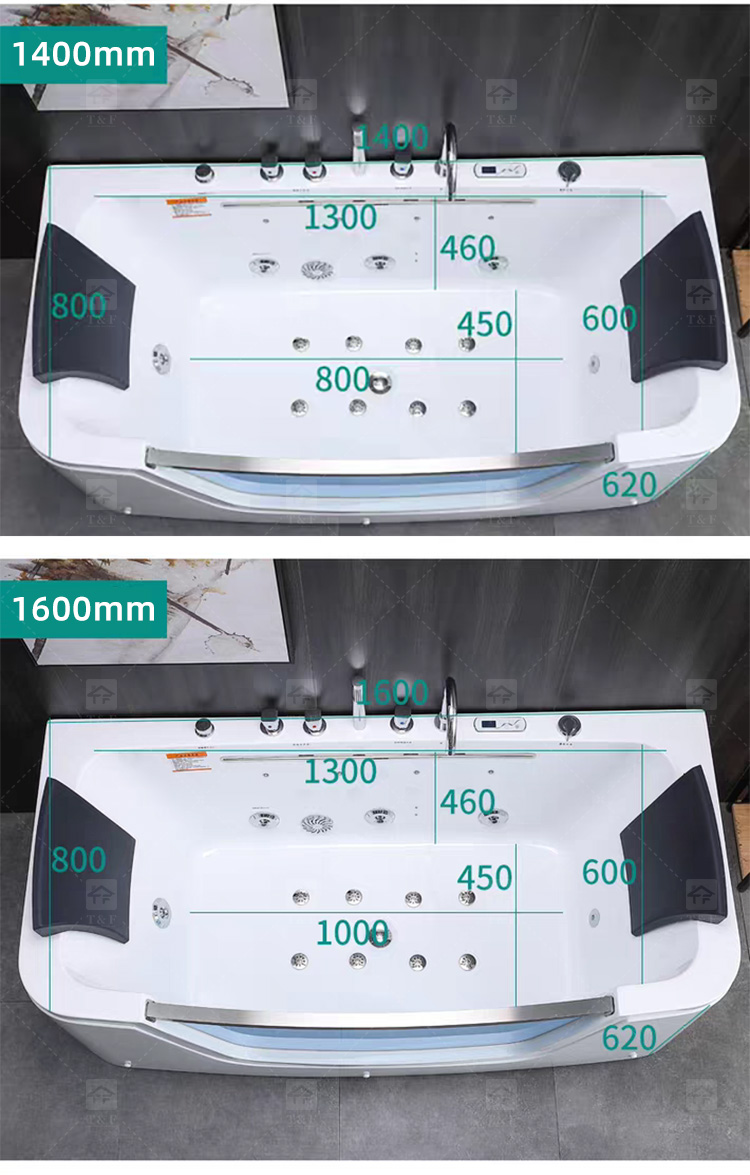 Leakage Protection Hot Tub Bath Led Color Light Jet Whirlpool Waterfall Massage Bathtub