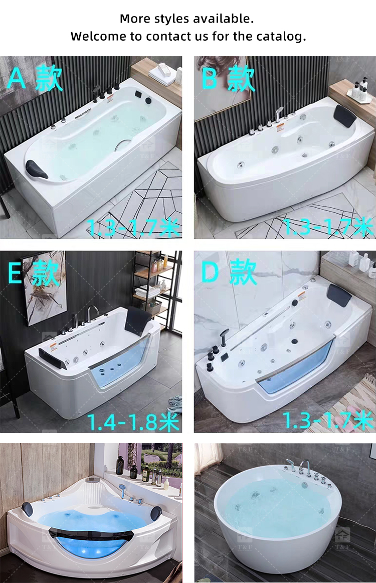 Leakage Protection Hot Tub Bath Led Color Light Jet Whirlpool Waterfall Massage Bathtub