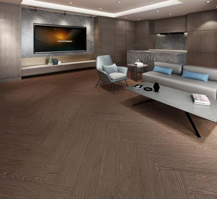 Dark Gray Matte Porcelain Tiles 200 X 1000mm Interior Anti-slip Wooden Floor Tile