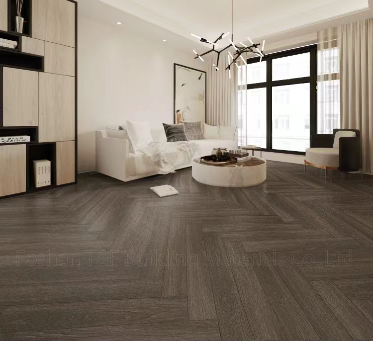 Dark Gray Matte Porcelain Tiles 200 X 1000mm Interior Anti-slip Wooden Floor Tile