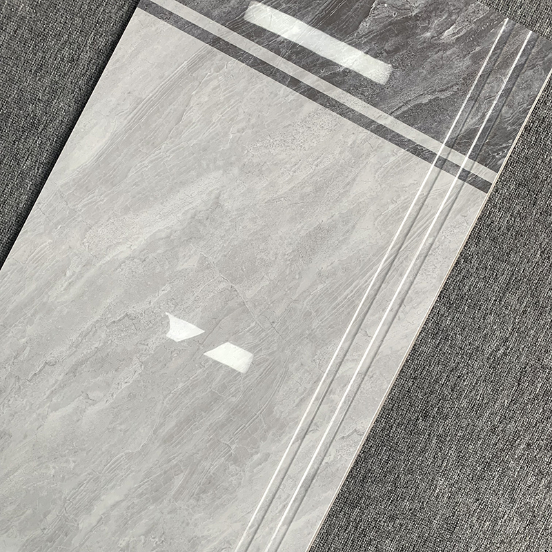 High Glossy Full Body Villa Ceramic Stairs Tiles Grey Marble Look Polished Glazed Ceramic Staircase Step Tiles
