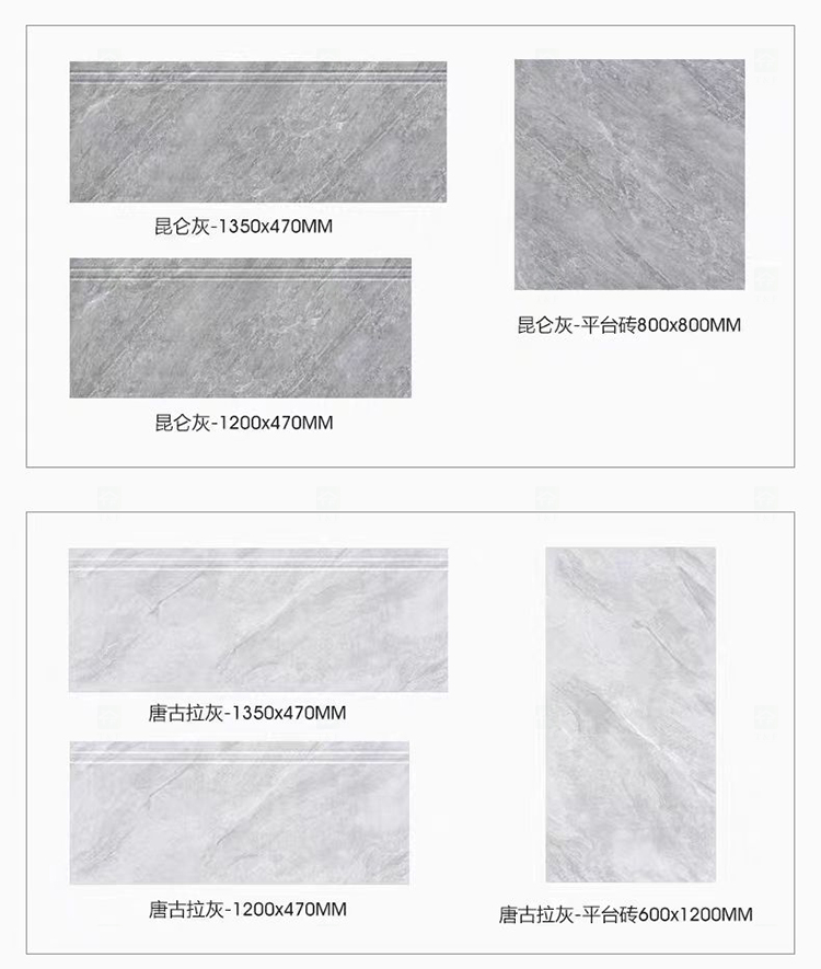 High Glossy Full Body Villa Ceramic Stairs Tiles Grey Marble Look Polished Glazed Ceramic Staircase Step Tiles