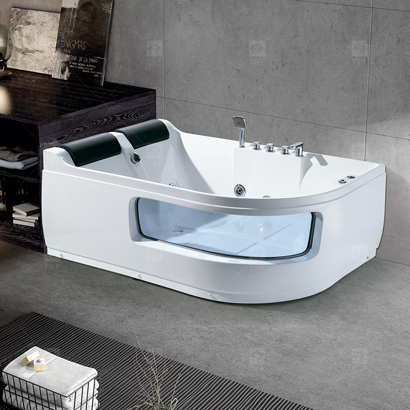 Indoor 2 Person Couple Spa Bath Hydromassage Jetted Tub Air Bubble Massage Corner Bathtub