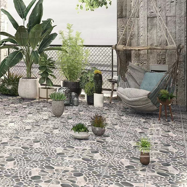 300x300mm Uneven Cobblestone 3D Mold Rustic Matte Glazed Surface Ceramic Outdoor Garden Balcony Bathroom Shower Floor Tile