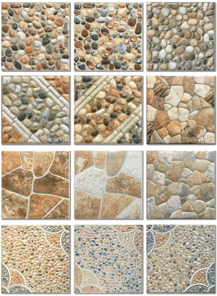 300x300mm Uneven Cobblestone 3D Mold Rustic Matte Glazed Surface Ceramic Outdoor Garden Balcony Bathroom Shower Floor Tile