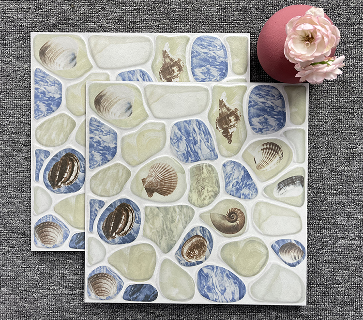 300x300mm Uneven Cobblestone 3D Mold Rustic Matte Glazed Surface Ceramic Outdoor Garden Balcony Bathroom Shower Floor Tile