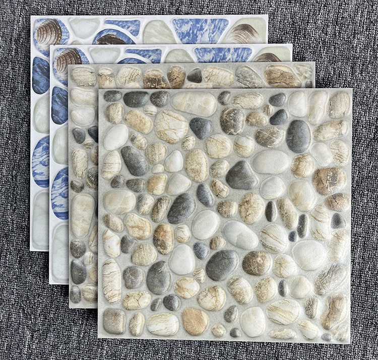 300x300mm Uneven Cobblestone 3D Mold Rustic Matte Glazed Surface Ceramic Outdoor Garden Balcony Bathroom Shower Floor Tile