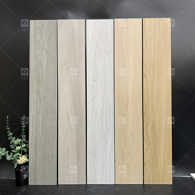 Wood Grain Finish Effect Design Ceramic Tiles for Floor Porcelain Wooden Plank Floor Tiles
