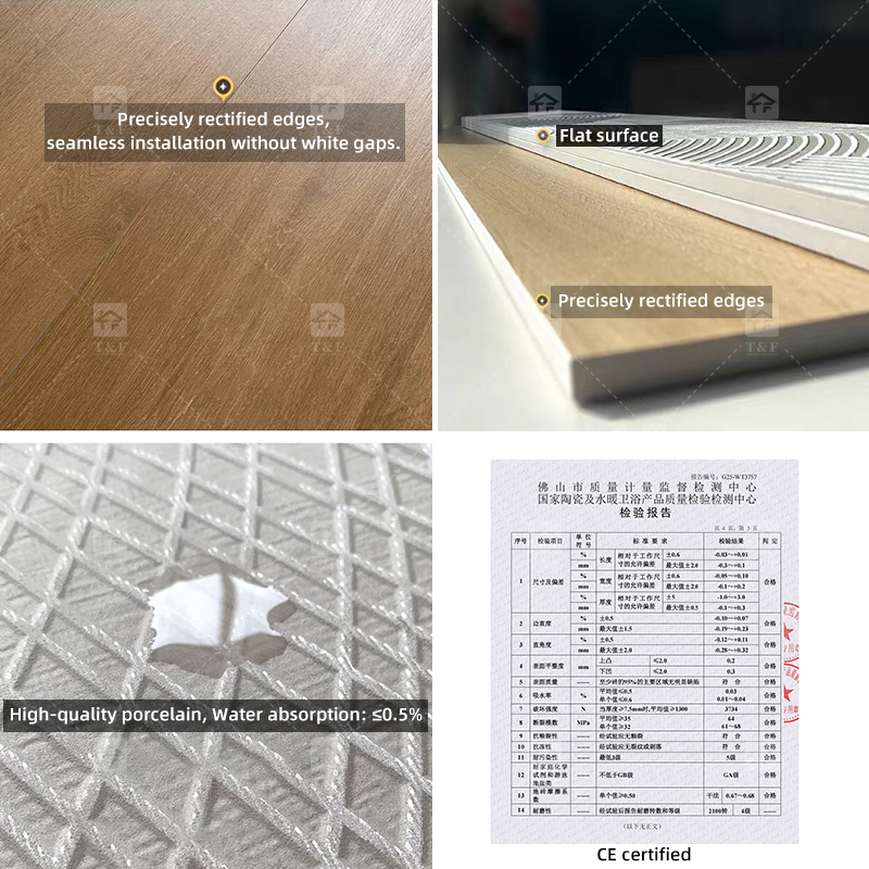Wood Grain Finish Effect Design Ceramic Tiles for Floor Porcelain Wooden Plank Floor Tiles