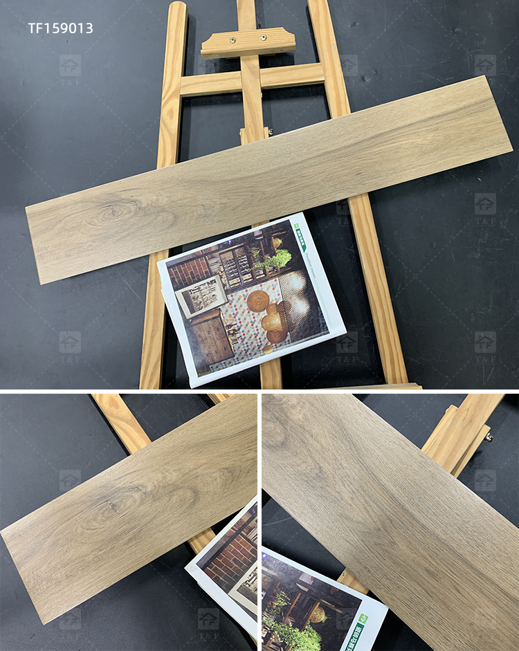 Wood Grain Finish Effect Design Ceramic Tiles for Floor Porcelain Wooden Plank Floor Tiles
