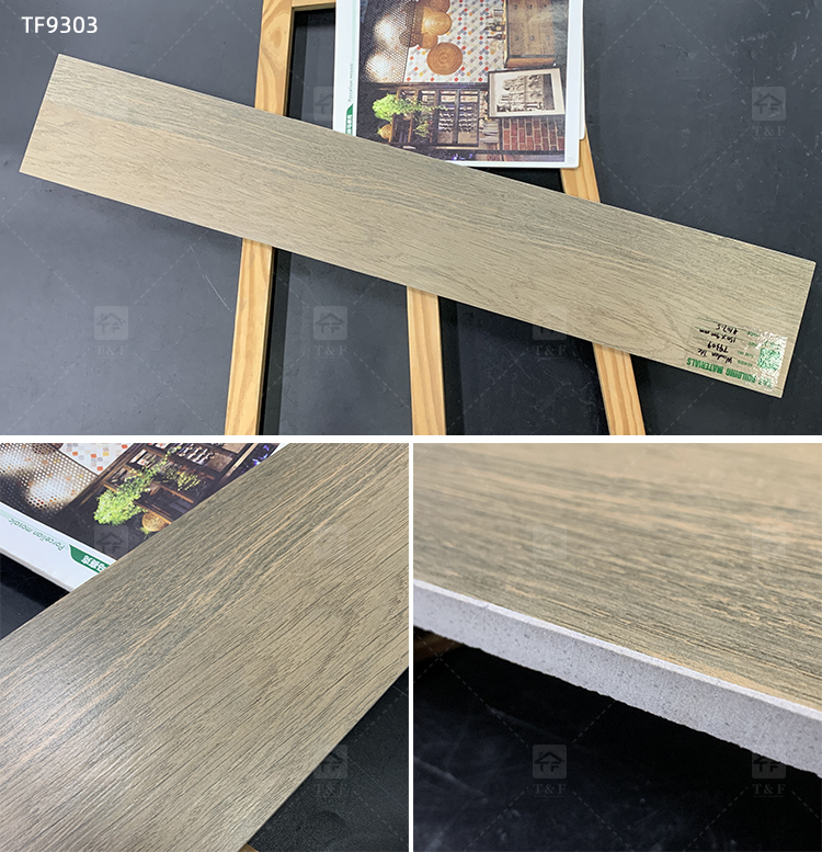 Wood Grain Finish Effect Design Ceramic Tiles for Floor Porcelain Wooden Plank Floor Tiles