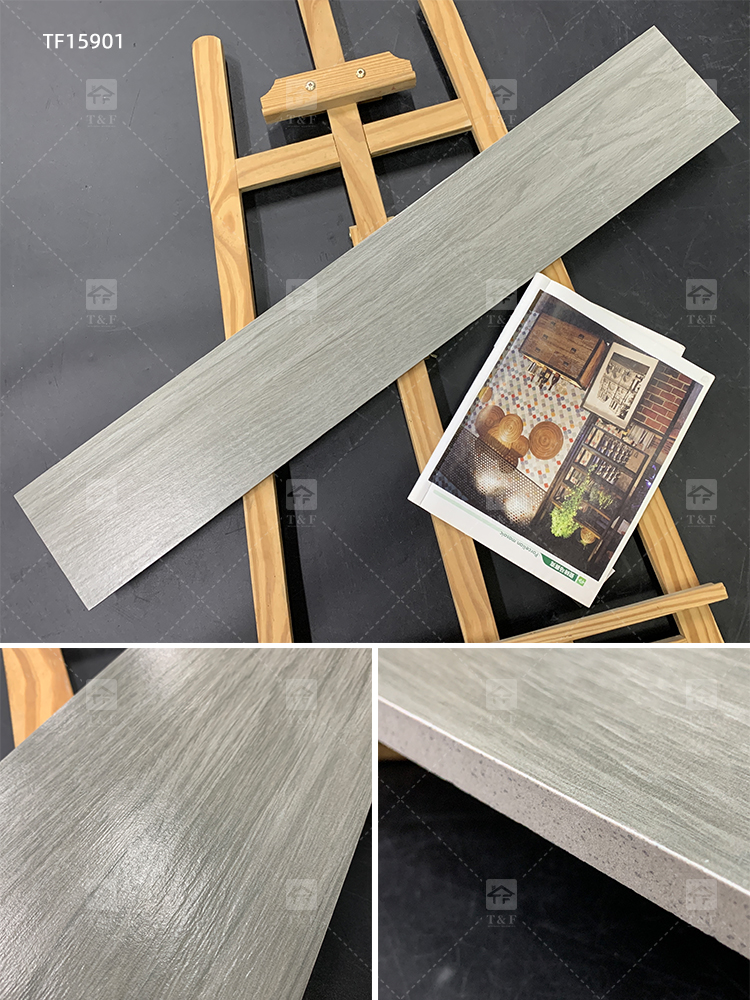 Wood Grain Finish Effect Design Ceramic Tiles for Floor Porcelain Wooden Plank Floor Tiles