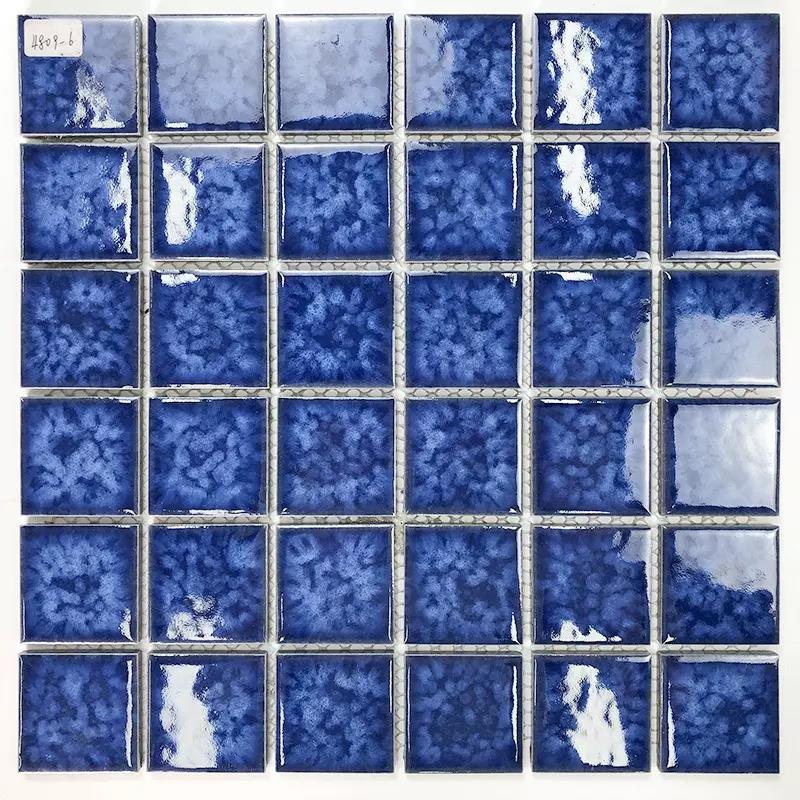 Wholesale Blue Square Garden Pool Fish Pond Landscape Pool Wall and Floor Tiles Ceramic Mosaic Swimming Pool Tiles