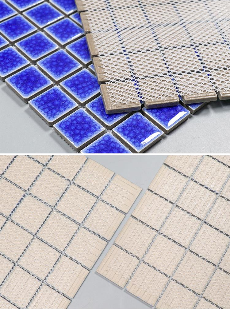 Wholesale Blue Square Garden Pool Fish Pond Landscape Pool Wall and Floor Tiles Ceramic Mosaic Swimming Pool Tiles