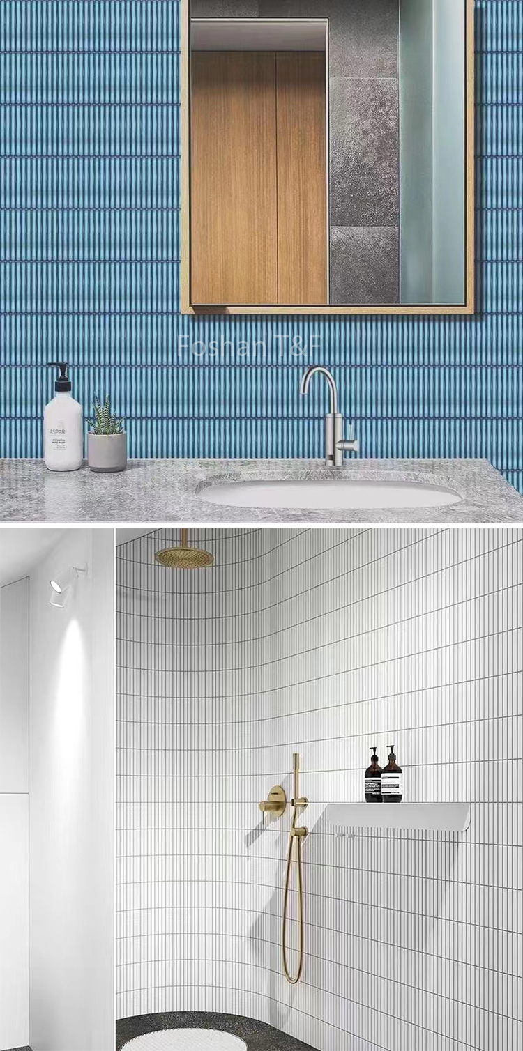 Good Price China Kitkat Strip 3D Wall Panel Porcelain Backsplash Kitchen Bathroom Mozaic Tile Mosaic