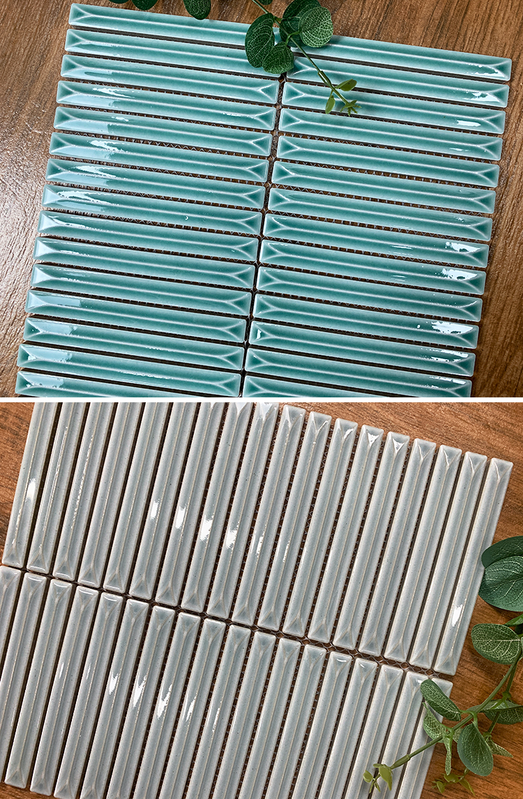 Good Price China Kitkat Strip 3D Wall Panel Porcelain Backsplash Kitchen Bathroom Mozaic Tile Mosaic