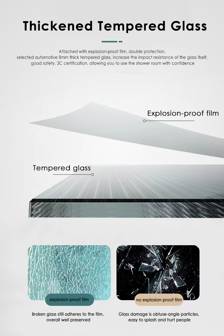 Modern Black Bath Shower Cabin Set 8mm 10mm Tempered Glass Bathroom Shower Cabinet Room