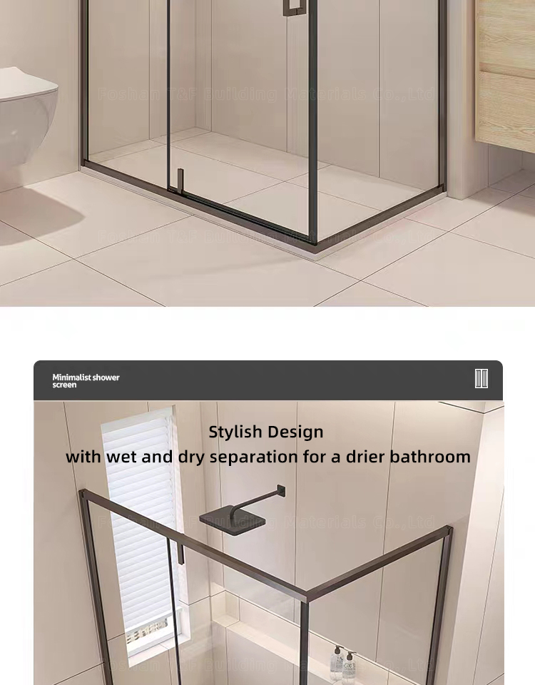 Modern Black Bath Shower Cabin Set 8mm 10mm Tempered Glass Bathroom Shower Cabinet Room