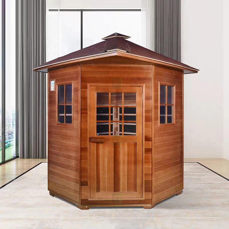 Custom 2 - 5 Personal Cedar Wood Outdoor Garden Finish Infrared Sauna and Steam Room for Sale