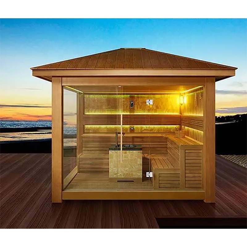 Custom 2 - 5 Personal Cedar Wood Outdoor Garden Finish Infrared Sauna and Steam Room for Sale
