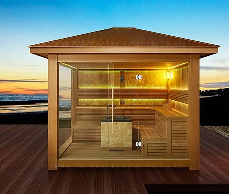 Custom 2 - 5 Personal Cedar Wood Outdoor Garden Finish Infrared Sauna and Steam Room for Sale