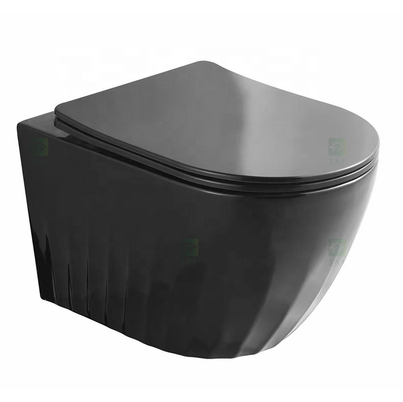 New White Black Wall Mounted Ceramic Toilet WC Bathroom Sanitary Ware Rimless Wall Hung Toilet