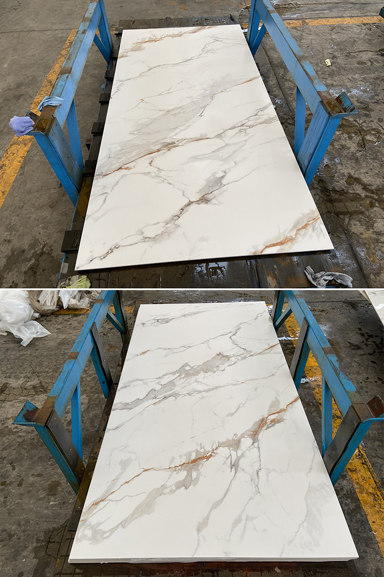 Customized Design Polished White Marble Look Porcelain Floor Tiles Stairs Matte Sintered Stone Stair Steps and Risers