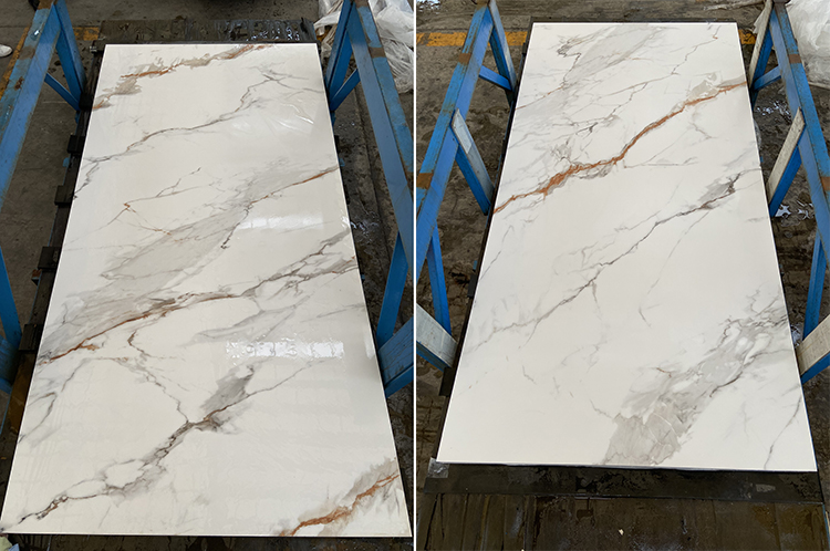 Customized Design Polished White Marble Look Porcelain Floor Tiles Stairs Matte Sintered Stone Stair Steps and Risers
