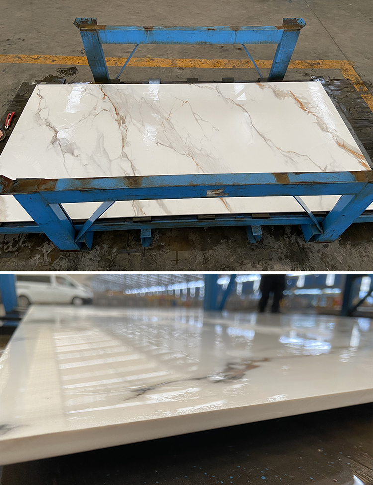 Customized Design Polished White Marble Look Porcelain Floor Tiles Stairs Matte Sintered Stone Stair Steps and Risers