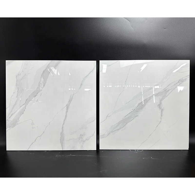 60x60 600x600 Glossy Carrara White Porcelain Piso Porcelanato Marble Floor Tile for the Living Room