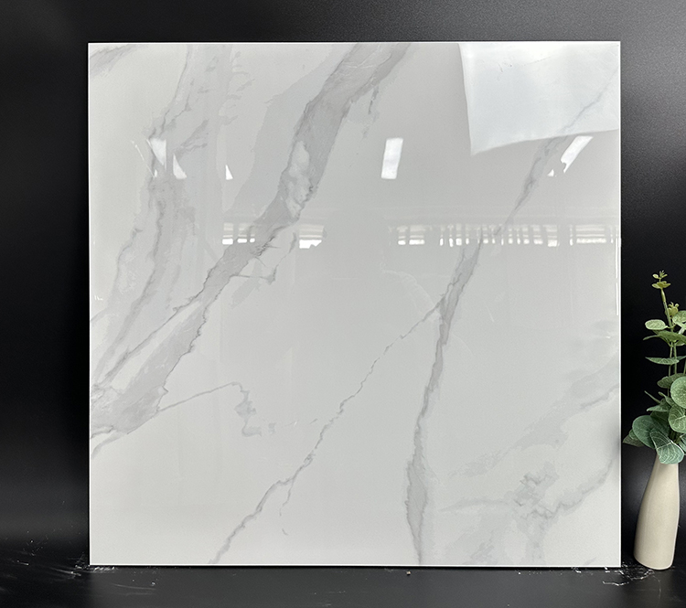 60x60 600x600 Glossy Carrara White Porcelain Piso Porcelanato Marble Floor Tile for the Living Room