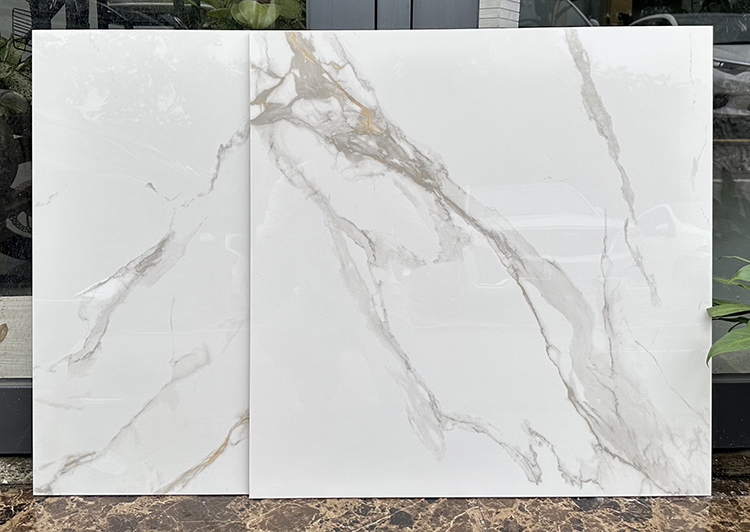 60x60 600x600 Glossy Carrara White Porcelain Piso Porcelanato Marble Floor Tile for the Living Room