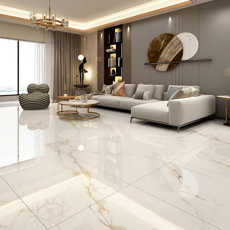 60x60 600x600 Glossy Carrara White Porcelain Piso Porcelanato Marble Floor Tile for the Living Room