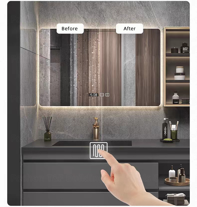 Luxury Single Sink Bathroom Vanity With Smart Mirror and Side Cabinet Modern Bath Room Furniture Vanity Sets